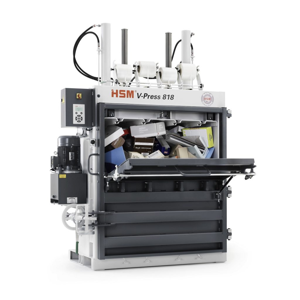 Industrial cardboard baler HSM V-Press 818 plus 18,5 tons, 185kN, 200kg bales